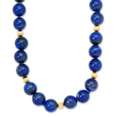 Necklace With Lapis and Gold Beads In 14kt Yellow Gold &mdash; Alt Image 1