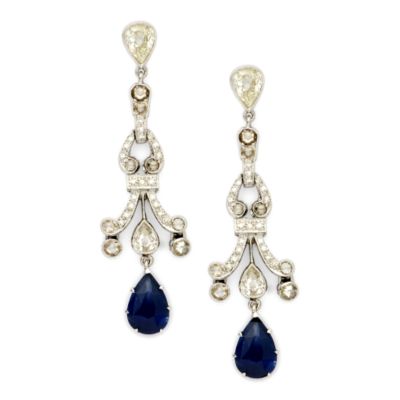 C. 1990 2.25 ct. t.w. Sapphire and 1.55 ct. t.w. Diamond Earrings In 18kt White Gold &mdash; Alt Image 1