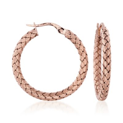 Roberto Coin 18kt Rose Gold Woven Hoop Earrings &mdash; Alt Image 1