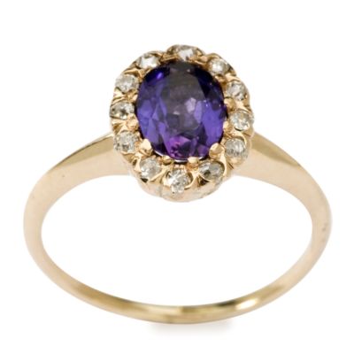 C. 1900 1.00 Carat Faux Sapphire and .25 ct. t.w. Diamond Ring In 14kt Yellow Gold Size 5.25 &mdash; Alt Image 1