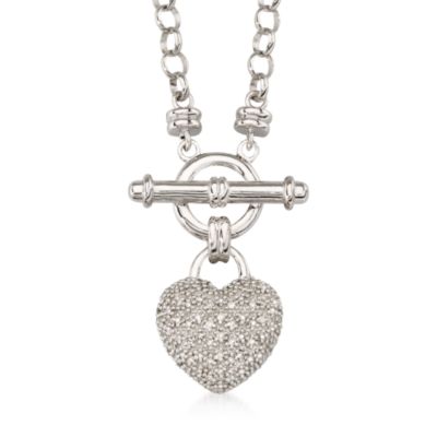 .25 ct. t.w. Diamond Heart and Toggle Necklace In Sterling Silver &mdash; Alt Image 1