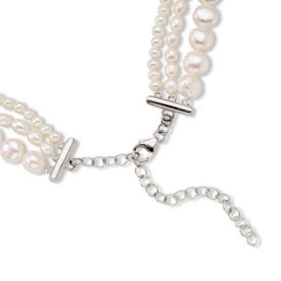 Cultured Pearl Necklace With Multi-Gem Butterfly  In Sterling Silver &mdash; Alt Image 2