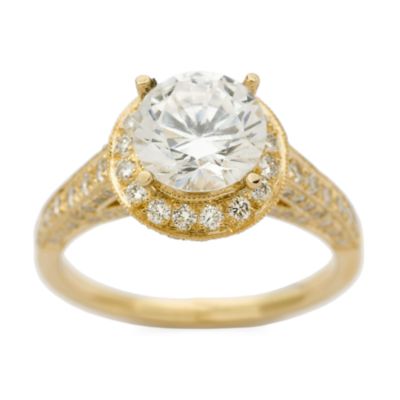 Antique-Style Engagement Ring Setting In 14kt Yellow Gold With .70 ct. t.w. Side Diamonds &mdash; Alt Image 1