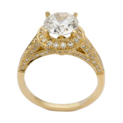 Antique-Style Engagement Ring Setting In 14kt Yellow Gold With .70 ct. t.w. Side Diamonds &mdash; Alt Image 2
