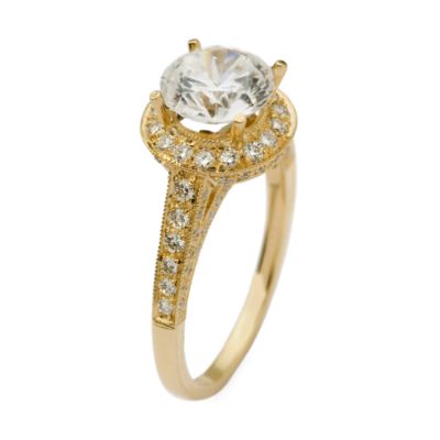 Antique-Style Engagement Ring Setting In 14kt Yellow Gold With .70 ct. t.w. Side Diamonds &mdash; Alt Image 3