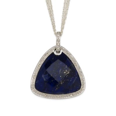 #274092: Lapis and Diamond Accent Necklace In Sterling Silver: Diamond Jewelry, Diamond Engagement Rings, Gold, Pearl and Estate Jewelry at Ross-Simons from ross-simons.com