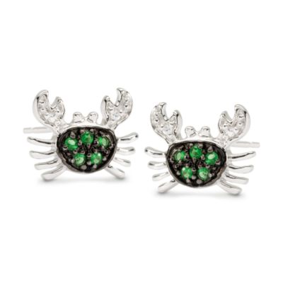 Sterling Green and White CZ Crab Post Earrings &mdash; Alt Image 1