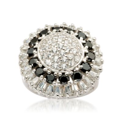 2.30 ct. t.w. Black and White CZ Dome Ring In Sterling Silver &mdash; Alt Image 1