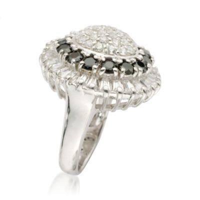 2.30 ct. t.w. Black and White CZ Dome Ring In Sterling Silver &mdash; Alt Image 2