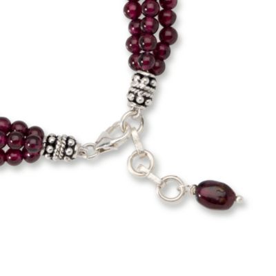 153.00 ct. t.w. Garnet Bead Necklace In Sterling Silver &mdash; Alt Image 2