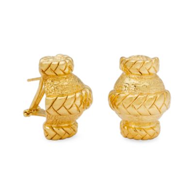 14kt Italian Yellow Gold Textured Urn Earrings  &mdash; Alt Image 1