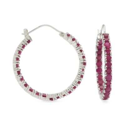 Ruby In-And-Out Hoop Earrings In Sterling Silver from ross-simons.com