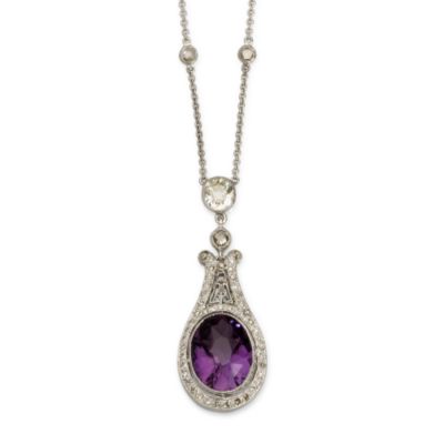 C. 1990 Vintage 4.00 Carat Amethyst and .60 ct. t.w. Diamond Necklace In 18kt Yellow Gold 16" &mdash; Alt Image 1
