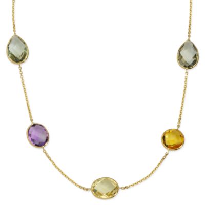 Multi-Gem Station Necklace In 14kt Yellow Gold &mdash; Alt Image 1