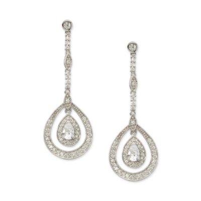 CZ Dangle Earrings In Sterling  Silver