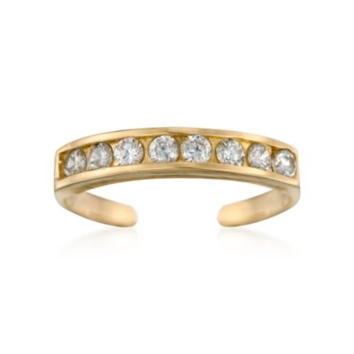 Channel Set CZ Toe Ring In 14kt Yellow Gold Adjustable Size &mdash; Alt Image 1