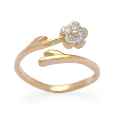 CZ Accent Daisy Toe Ring In 14kt Yellow Gold Adjustable Size &mdash; Alt Image 1