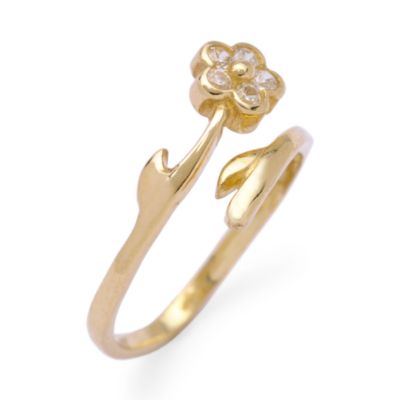 CZ Accent Daisy Toe Ring In 14kt Yellow Gold Adjustable Size &mdash; Alt Image 2