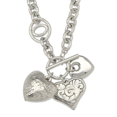 Italian Sterling Silver Triple-Heart Toggle Necklace &mdash; Alt Image 1