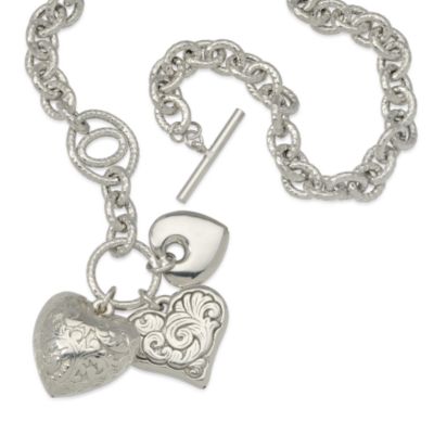 Italian Sterling Silver Triple-Heart Toggle Necklace &mdash; Alt Image 2