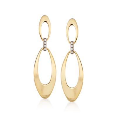 Roberto Coin 18kt Yellow Two-Tone Gold Oval Link Earrings With Diamond Accent and Ruby  &mdash; Alt Image 1