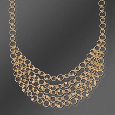 Roberto Coin .36 ct. t.w. Diamond Bib Necklace With Ruby In 18kt Yellow Gold. 16" &mdash; Alt Image 1
