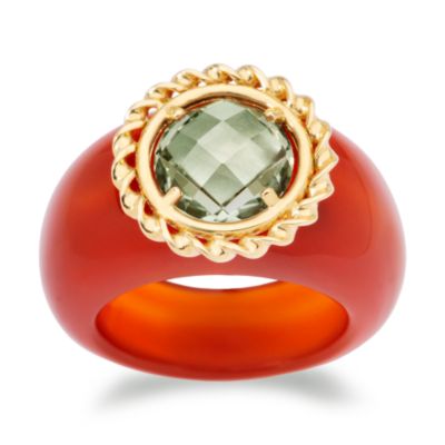 3.45 Carat Green Quartz and Red Agate Band In 14kt Yellow Gold &mdash; Alt Image 1