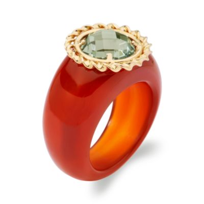 3.45 Carat Green Quartz and Red Agate Band In 14kt Yellow Gold &mdash; Alt Image 2