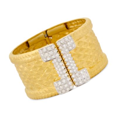 3.70 ct. t.w. Diamond Capped Bangle Bracelet In 18kt Yellow Gold. 7" &mdash; Alt Image 1