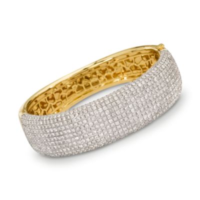 13.65 ct. t.w. Pave Diamond Bangle Bracelet In 18kt Yellow Gold. 7" &mdash; Alt Image 1