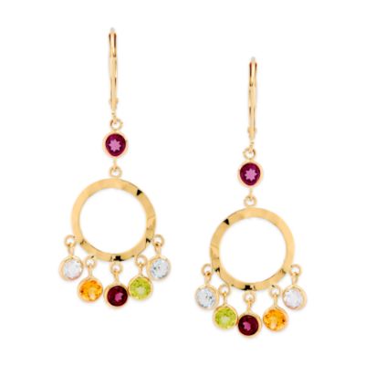 1.90 ct. t.w. Multi-Gem Earrings In 14kt Yellow Gold &mdash; Alt Image 1