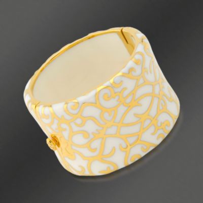 Angelique De Paris' White Resin Scroll Bangle Bracelet In Vermeil 7" &mdash; Alt Image 1