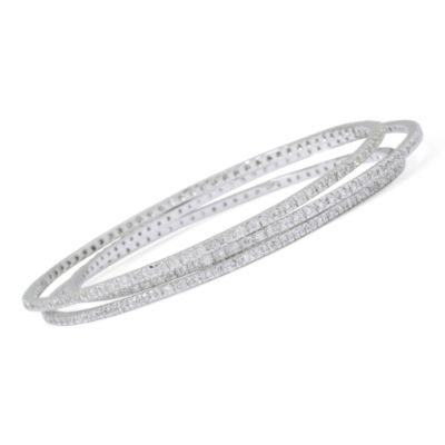 Set of Three CZ Bangle Bracelets In Sterling Silver &mdash; Alt Image 1