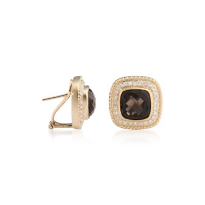 6.10 ct. t.w. Smoky Quartz Earrings With Diamonds In 14kt Yellow Gold   &mdash; Alt Image 2