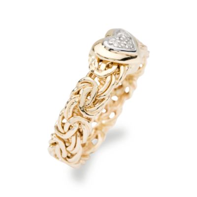 14kt Yellow Gold Byzantine Ring With Diamond Accent Heart &mdash; Alt Image 2