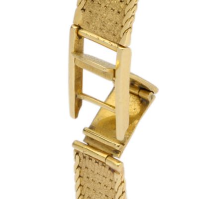 C. 1950 Vintage Lucien Piccard Women's 14kt Yellow Gold Bracelet Watch With Sapphire Cabochon  6.5" &mdash; Alt Image 2