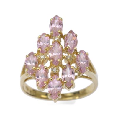 C. 1980 Vintage 3.02 ct. t.w. CZ Cluster Ring In 10kt Yellow Gold Size 6 &mdash; Alt Image 1