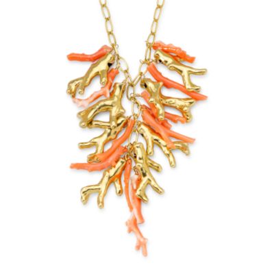 Coral Charm Necklace With Vermeil. 17" &mdash; Alt Image 1