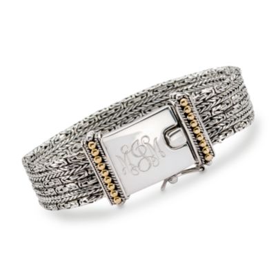 Monogram Multi-Strand Bracelet In 18kt Yellow Gold and Sterling Silver. 7.5" &mdash; Alt Image 1