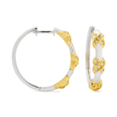 Sterling Silver and Vermeil Hoop Earrings With Diamond Accent &mdash; Alt Image 1