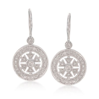 .20 ct. t.w. Diamond Floral Drop Earrings In Sterling Silver &mdash; Alt Image 1