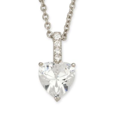 3.00 Carat CZ Heart Shaped Necklace In Sterling Silver 16" With 2" Extender &mdash; Alt Image 1