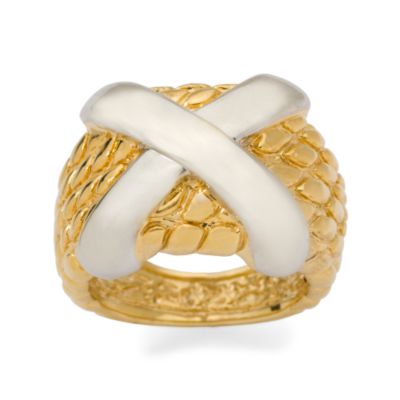 14kt Two-Tone Gold Art Ribbon "X" Ring. Size 5 &mdash; Alt Image 1