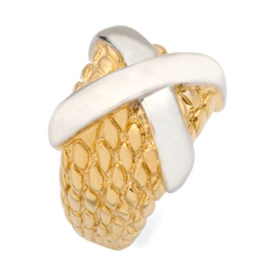 14kt Two-Tone Gold Art Ribbon "X" Ring. Size 5 &mdash; Alt Image 2