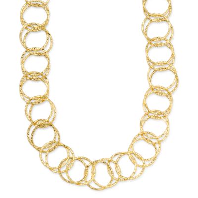 14kt Italian Yellow Gold Hammered Multi-Circle Necklace &mdash; Alt Image 1
