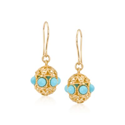 Turquoise Dangle Earrings In Vermeil  &mdash; Alt Image 1