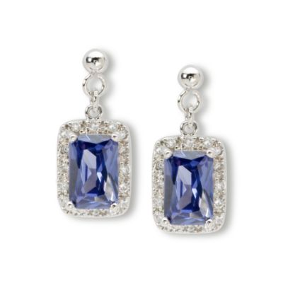 3.40 ct. t.w. Purple CZ Drop Earrings With White CZ In Sterling Silver &mdash; Alt Image 1