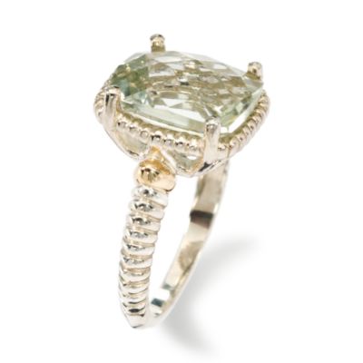 16.60 Carat Green Amethyst Ring In Sterling Silver and  14kt Yellow Gold &mdash; Alt Image 2