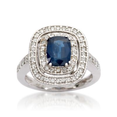 1.50 Carat Sapphire Ring With Diamonds In 14kt White Gold &mdash; Alt Image 1