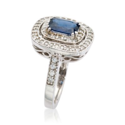 1.50 Carat Sapphire Ring With Diamonds In 14kt White Gold &mdash; Alt Image 2